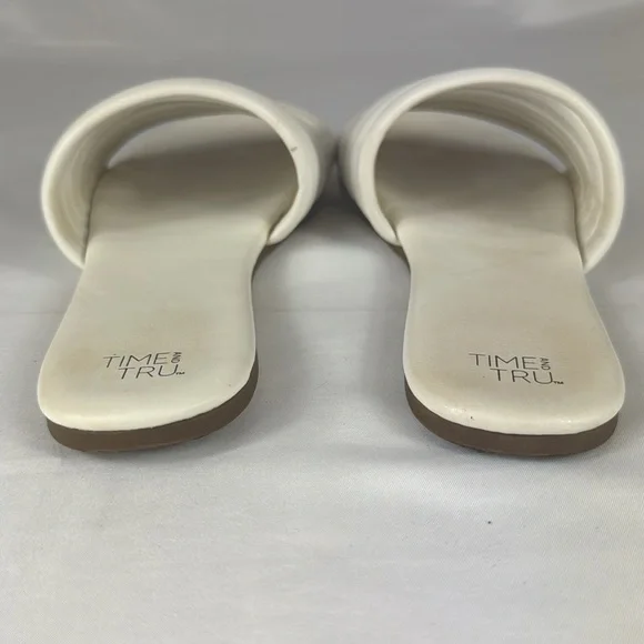 Time & Tru White Strappy Slide Sandals - Picture 4 of 10